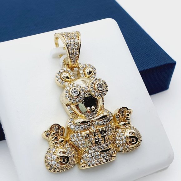 "14K Gold Plated Cubic Zircon Pendant, INUS1BR224 - Picture 3 of 9